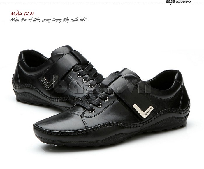 giày nam Olumpo QABA1214 màu đen cổ điển, sang trọng đầy cuốn hút