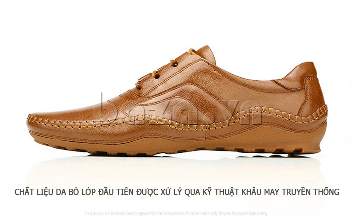 Giày da nam Olunpo QABA1409 sử dụng kỹ thuật khâu may truyền thống