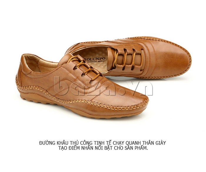 Giày da nam Olunpo QABA1409 viền thủ công