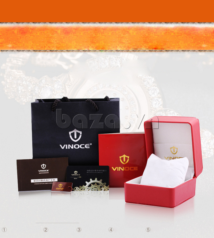 Đồng hồ nữ dây da Vinoce 3281GGB hộp đựng thời trang