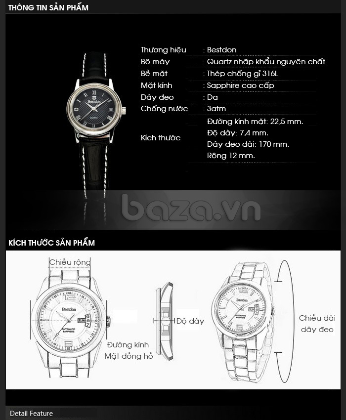 Đồng hồ Bestdon được chế tác từ những nguyên liệu cao cấp nhất