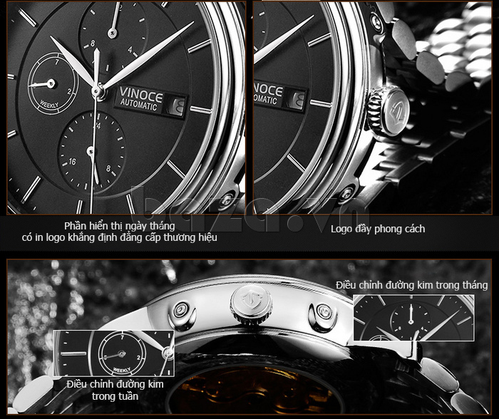 Đồng hồ nam sáu kim Vinoce 633230G chống nước hiệu quả chính hãng