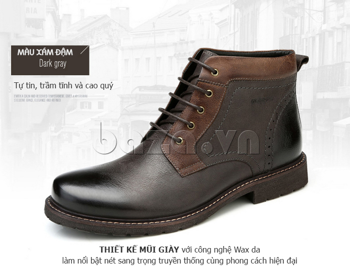 Giày boot nam Martern Olunpo DHT1440 màu xám đậm trầm tĩnh, cao quý