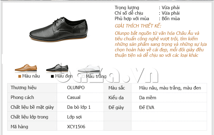 Thông tin thương hiệu của Giày da nam thời trang Olunpo XCY1506