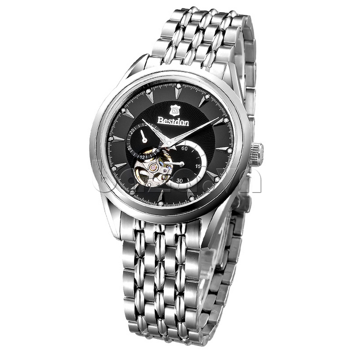 Đồng hồ nam Bestdon phong cách doanh nhân phiên bản mặt đen viền bạc