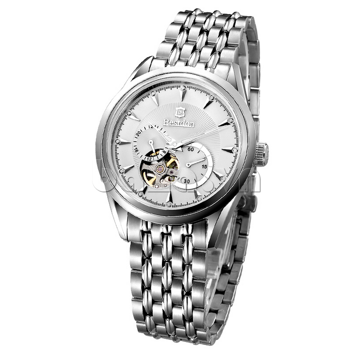 Đồng hồ nam Bestdon phong cách doanh nhân phiên bản mặt trắng viền bạc