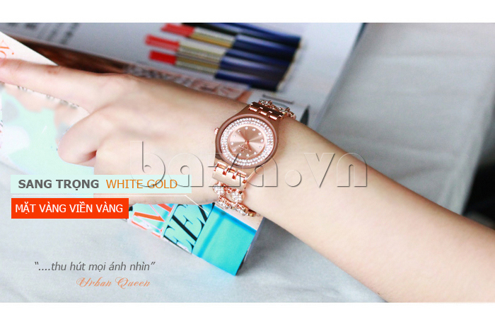 Đồng hồ hiệu nữ Vinoce 6353 kiểu lắc tay thời trang siêu mỏng sang trọng, quý phái 