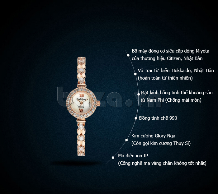 Đồng hồ nữ lắc tay Royal Crown 6501B