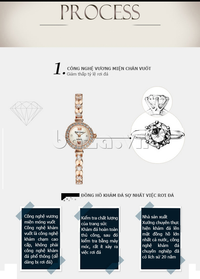 Đồng hồ nữ khám đá chắc chắn Royal Crown 6501B