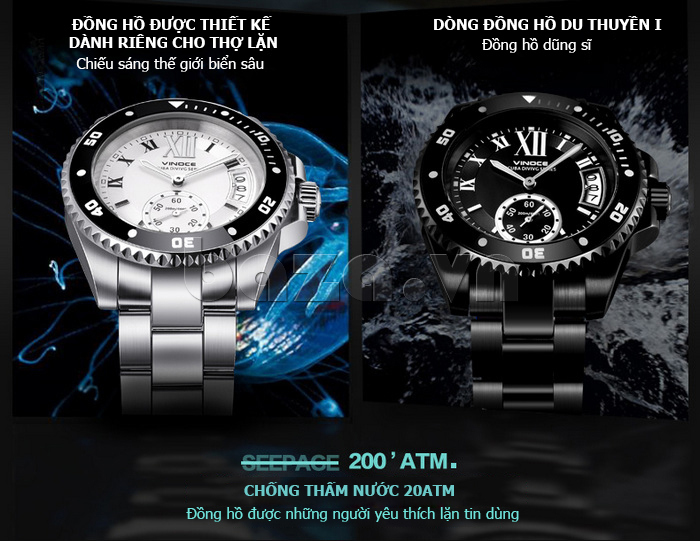 Đồng hồ nam mạnh mẽ Vinoce V6338633 viền khắc số phong cách