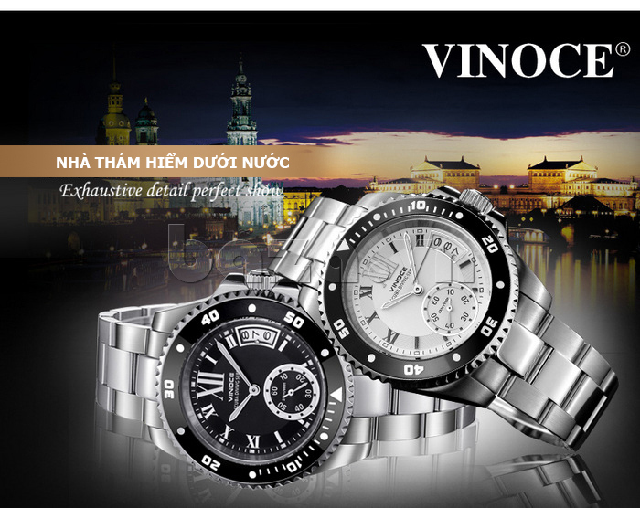 Đồng hồ nam mạnh mẽ Vinoce V6338633 viền khắc số  độc