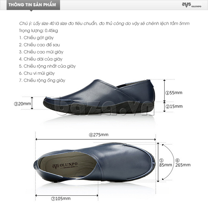 Giày nam Olunpo CYNS1501 phong cách