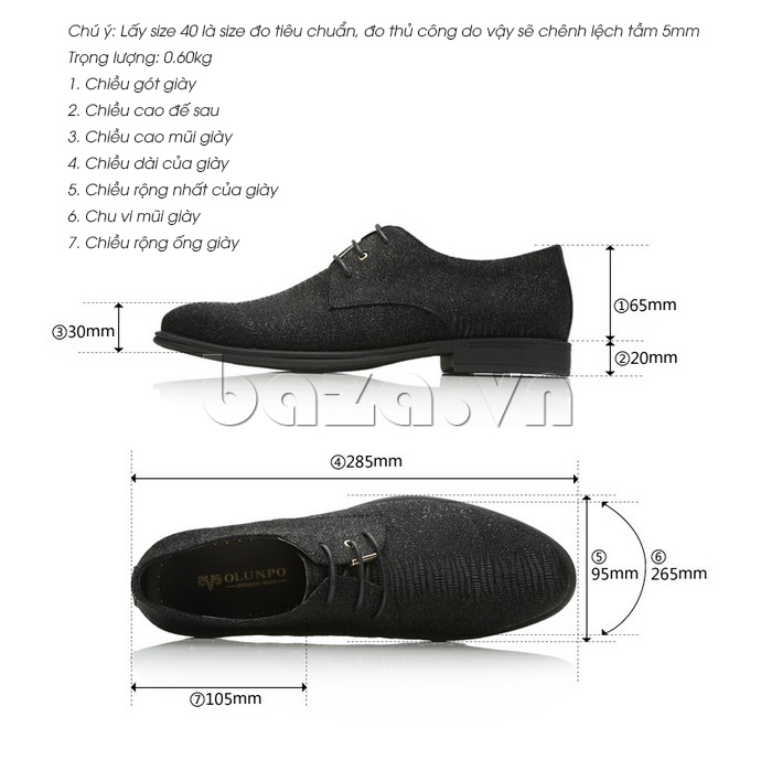 Giày nam Olunpo CHSL1501 thiết kế hoàn hảo