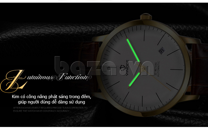 Đồng hồ nam Automatic Vinoce V633251 kim dạ quang thiết kế tinh xảo và hoàn hảo