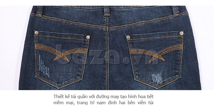 Quần Jeans nữ ống côn mài xước Shankry S15Q10 - túi quần thời trang