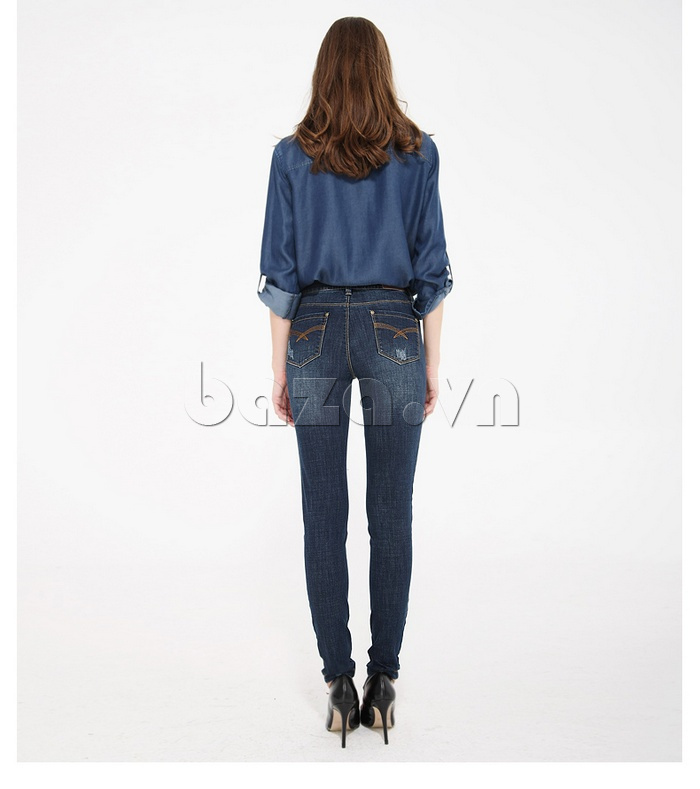 Jeans nữ ống côn mài xước Shankry S15Q10