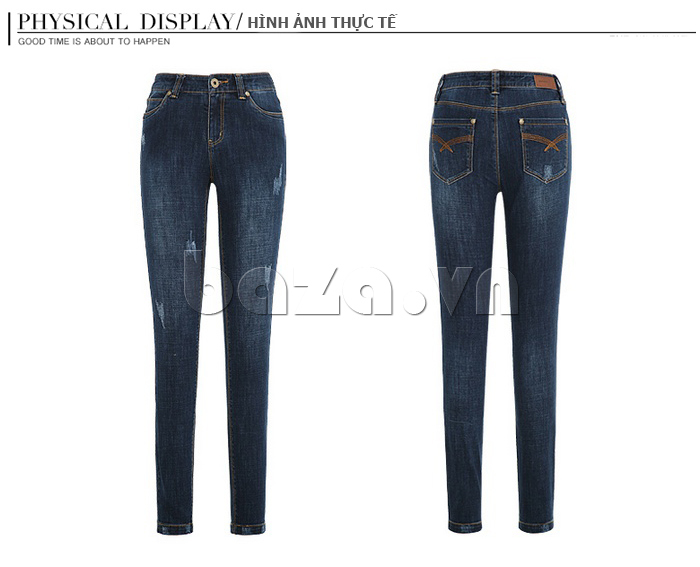 Quần Jeans nữ ống côn mài xước Shankry S15Q10