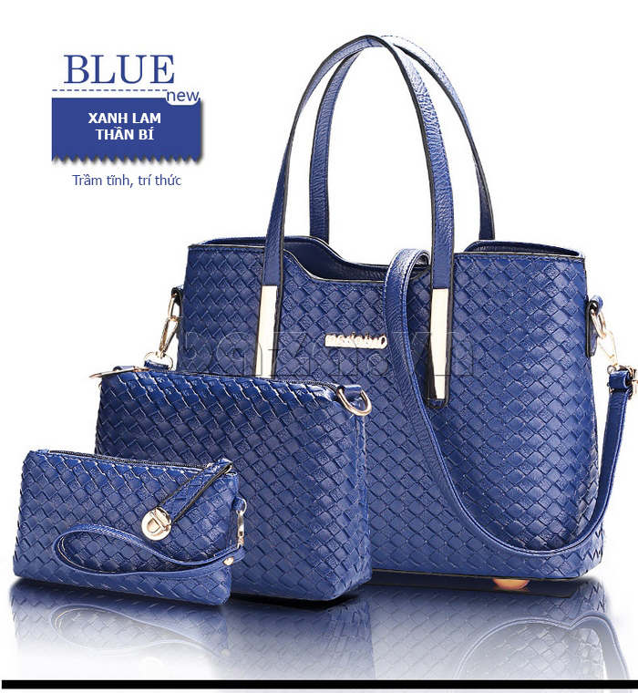 Bộ 3 túi nữ màu xanh lam thời trang Balana 8166