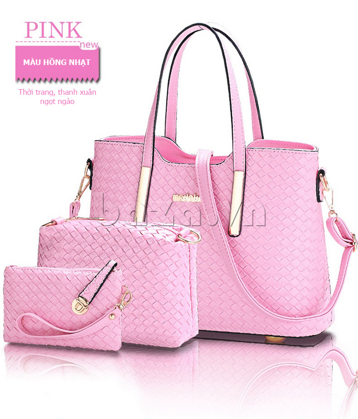 Bộ 3 túi nữ màu hồng nhạt thời trang Balana 8166