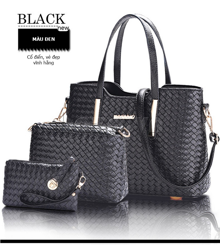 Bộ 3 túi nữ màu đen thời trang Balana 8166