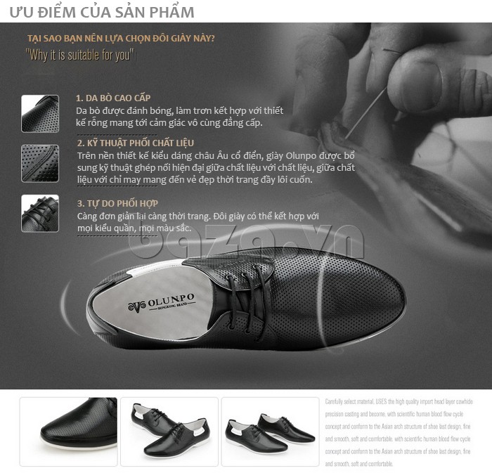 ưu điểm của giày nam Olunpo XHT1402