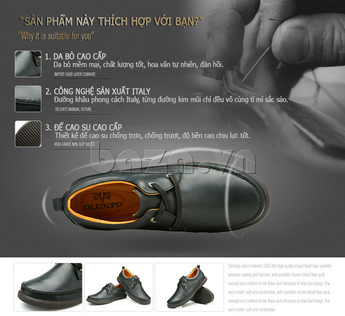 ưu điểm của Giày da nam Olunpo QFR1401