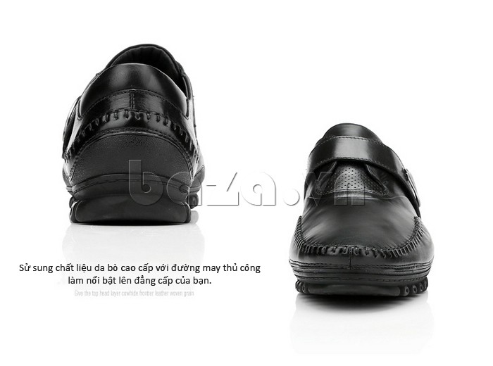 Giày da nam sử dụng chất liệu da bò cao cấp với đường may thủ công làm nổi bật đẳng cấp nam giới