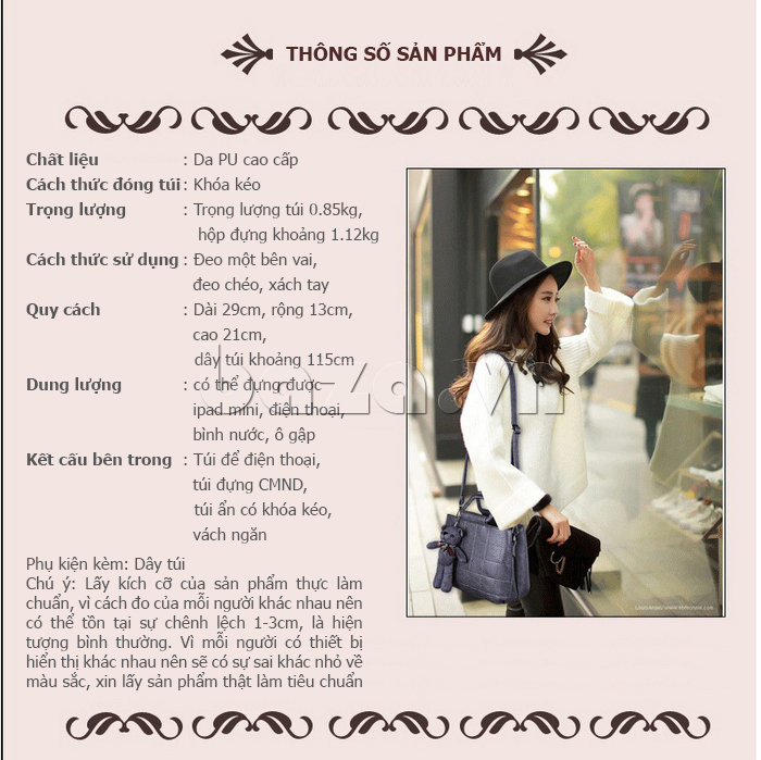 Thông tin sản phẩm túi xách tay nữ phong cách Hàn Quốc Balana 208