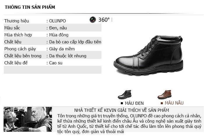 thông tin sản phẩm giày