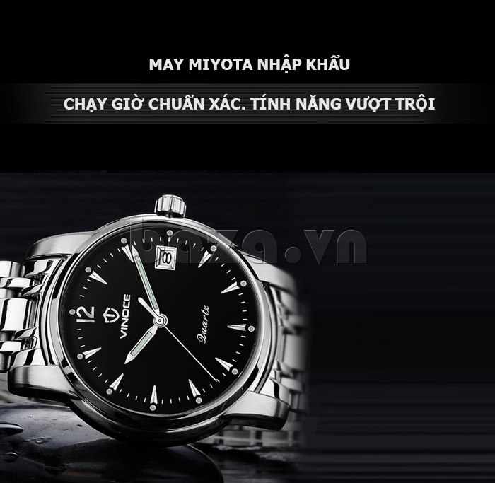 Đồng hồ doanh nhân nam kim dạ quang Vinoce 8381 thiết kế lạ