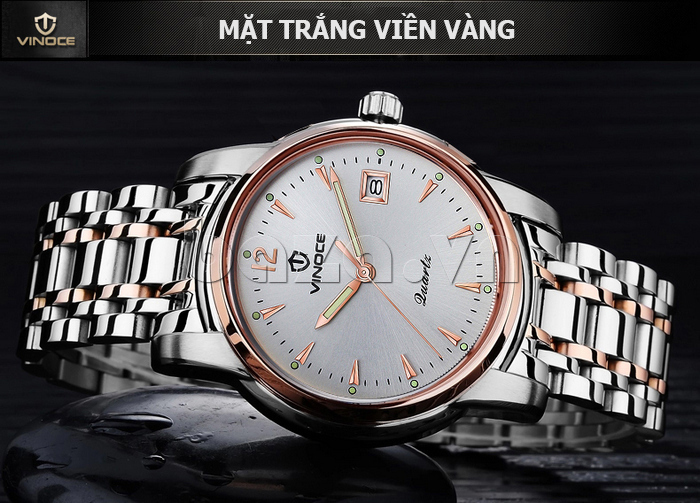 Đồng hồ doanh nhân nam kim dạ quang Vinoce 8381 thiết kế bền