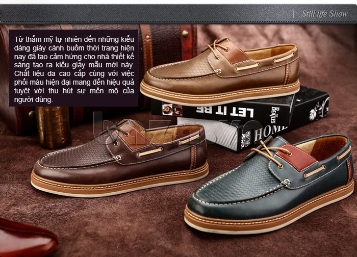 chất liệu da cao cấp, phối màu hiện đại giúp người dùng cảm nhận sâu sắc vẻ đẹp của giày OlunpoCXYF1301