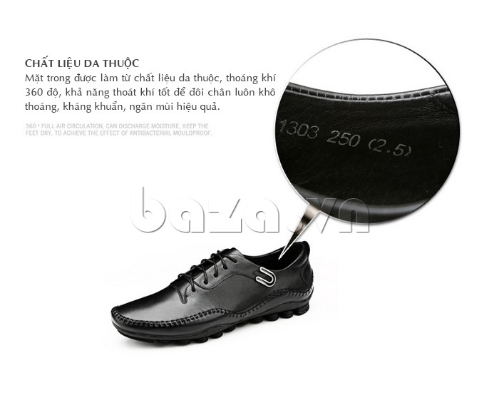 Giày nam Olunpo QABA1303 làm từ chất liệu da kháng khuẩn, ngăn mùi