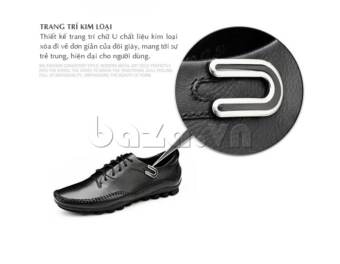 Giày nam Olunpo QABA1303 được trang trí kim loại hình chữ U phá tan sự đơn điệu cho đôi giày
