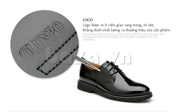 logo của giày nam Olunpo QMD1201 được in sang trọng rõ nét