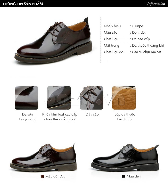 Thông tin sản phẩm của giày nam Olunpo QMD1201