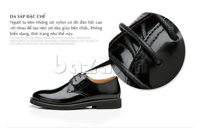 giày nam Olunpo QMD1201 có dây giày bền chặt làm từ sợi nylon