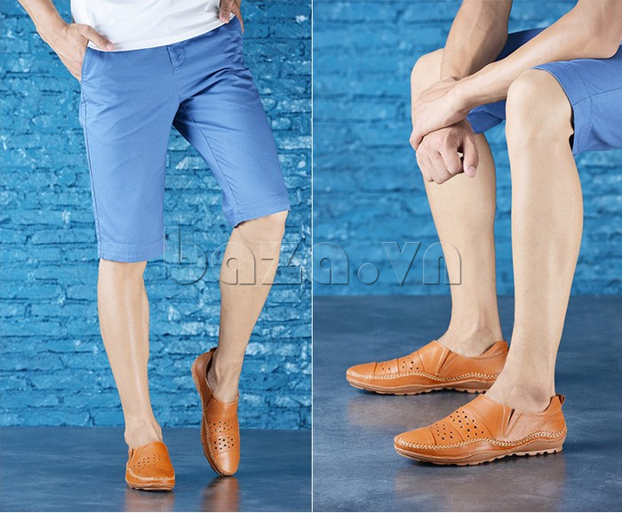Giày lười nam da thật đục lỗ Olunpo XHT1502 - kiểu dáng sành điệu