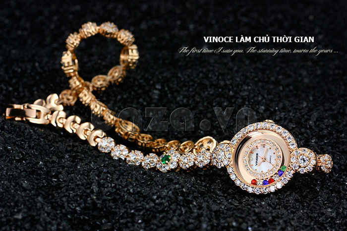 Đồng hồ trang sức đính pha lê nữ Vinoce 633230L dây đeo thời trang tinh xảo 