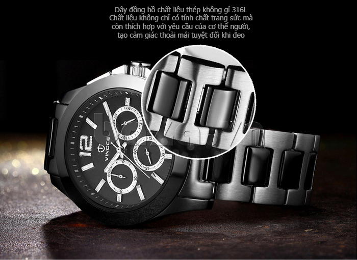 Đồng hồ nam Vinoce V633237 dây Ceramic bền đẹp