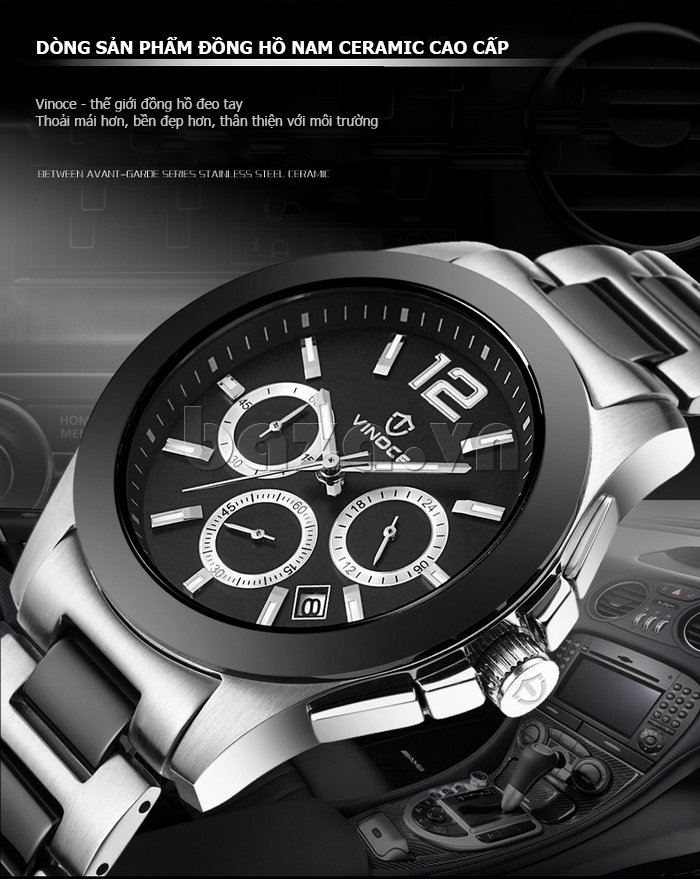 Đồng hồ nam Vinoce V633237 dây Ceramic 