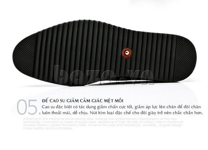 giày nam Olunpo QLXS1303 có đế cao su mềm mại, tự nhiên giúp chân giảm đau nhức, mỏi mệt