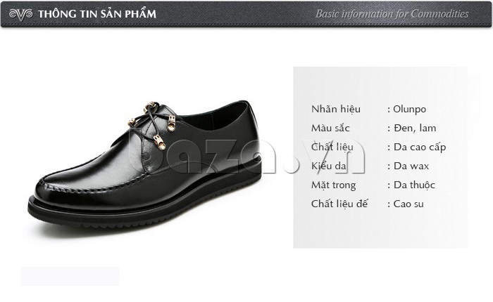 thông tin sản phẩm cụ thể của giày nam Olunpo QLXS1303