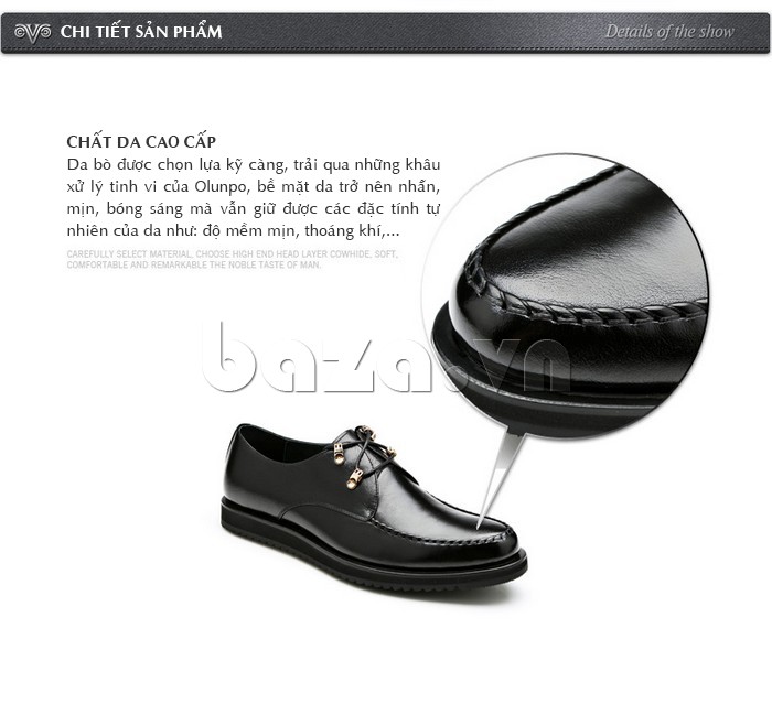 giày nam Olunpo QLXS1303 được lựa chọn từ da cao cấp giúp sản phẩm sang và đẹp hơn