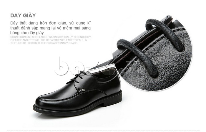 giầy da cao cấp OLUNPO QYS1201 thiết kế dây giày dạng tròn đơn giản