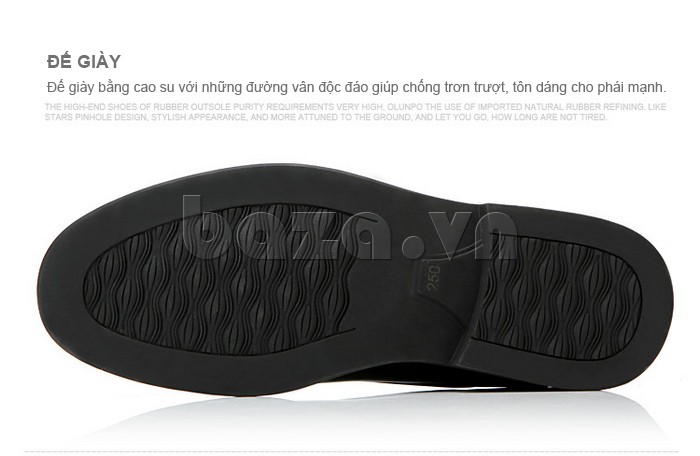 giầy da cao cấp OLUNPO QYS1201 có đế giày tạo hình vân độc đáo giúp tôn dáng cho nam giới