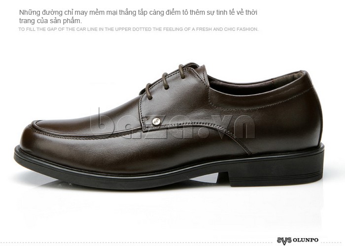 Những đường chỉ may đều đặn thẳng tắp của giầy da cao cấp OLUNPO QYS1201 tôn lên nét thời trang cho sản phẩm