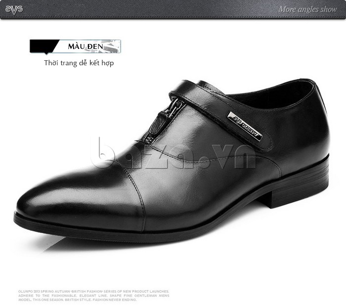giày Olumpo QLXS1217 màu đen dễ kết hợp với quần áo và phụ kiện thời trang khác