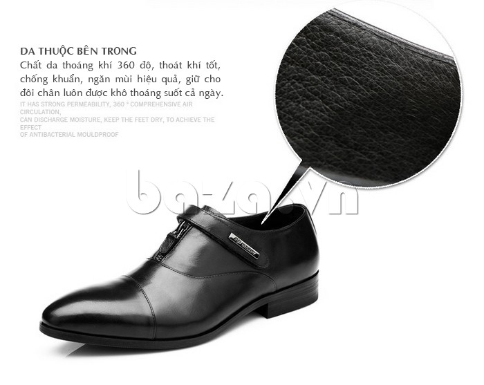 giày Olumpo QLXS1217 sử dụng da thuộc bên trong giúp chân không có mùi và khô thoáng cả ngày
