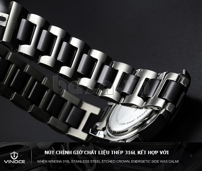 Đồng hồ nam dây ceramic thời trang Vinoce 8379 chất lượng